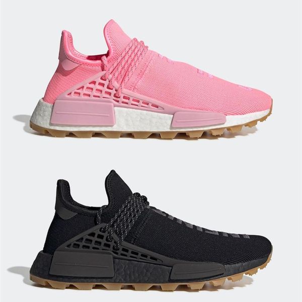 est pharrell williams prd hu trail human race men women casual shoes eg7836 core black utility black gum pack yellow white with box